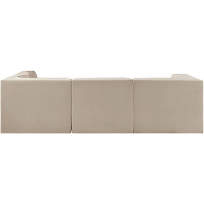 Rummi Beige Velvet Performance Fabric Upholstered 4pc. Modular Sectional