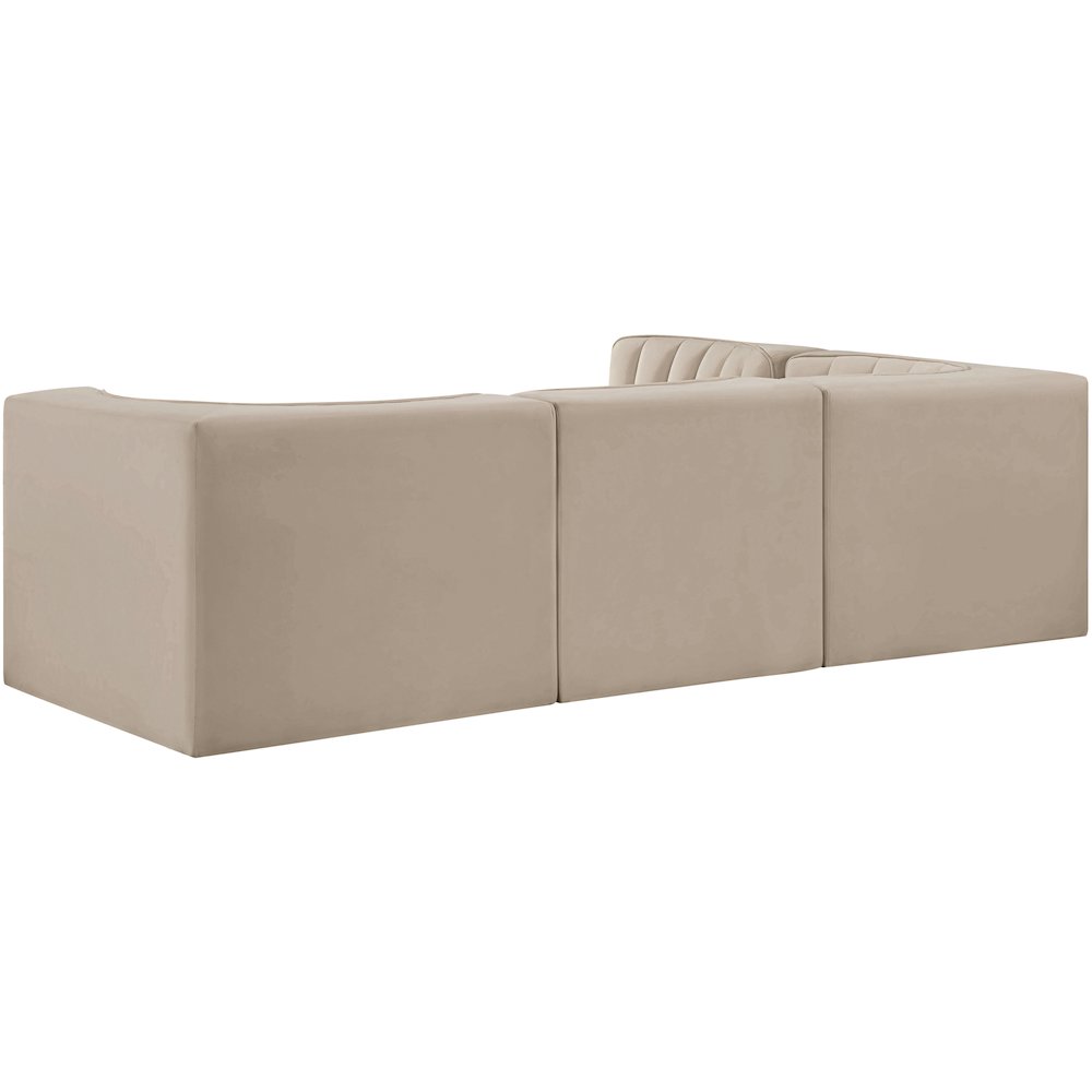 Rummi Beige Velvet Performance Fabric Upholstered 4pc. Modular Sectional