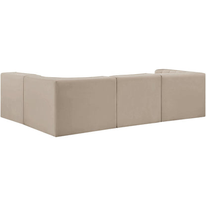 Rummi Beige Velvet Performance Fabric Upholstered 4pc. Modular Sectional