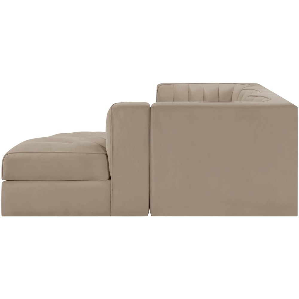 Rummi Beige Velvet Performance Fabric Upholstered 4pc. Modular Sectional