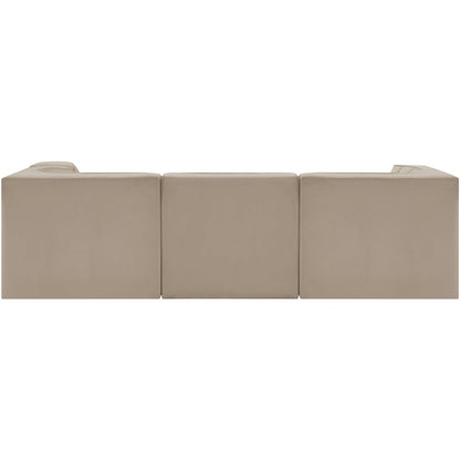 Rummi Beige Velvet Performance Fabric Upholstered 4pc. Modular Sectional
