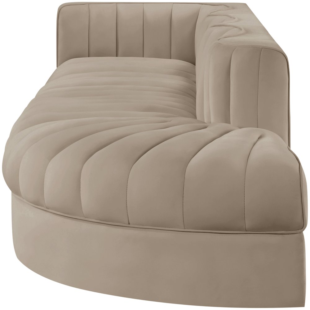 Rummi Beige Velvet Performance Fabric Upholstered 4pc. Modular Sectional