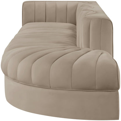 Rummi Beige Velvet Performance Fabric Upholstered 4pc. Modular Sectional