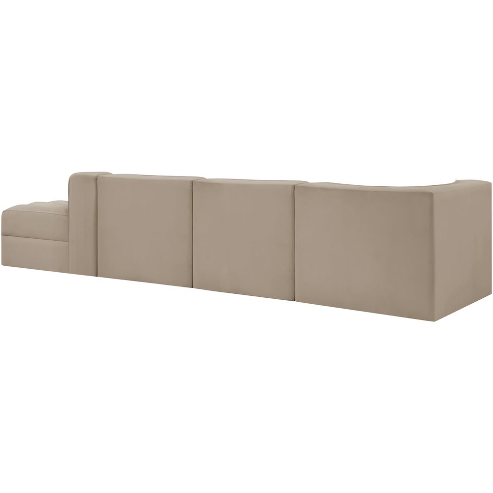 Rummi Beige Velvet Performance Fabric Upholstered 4pc. Modular Sectional