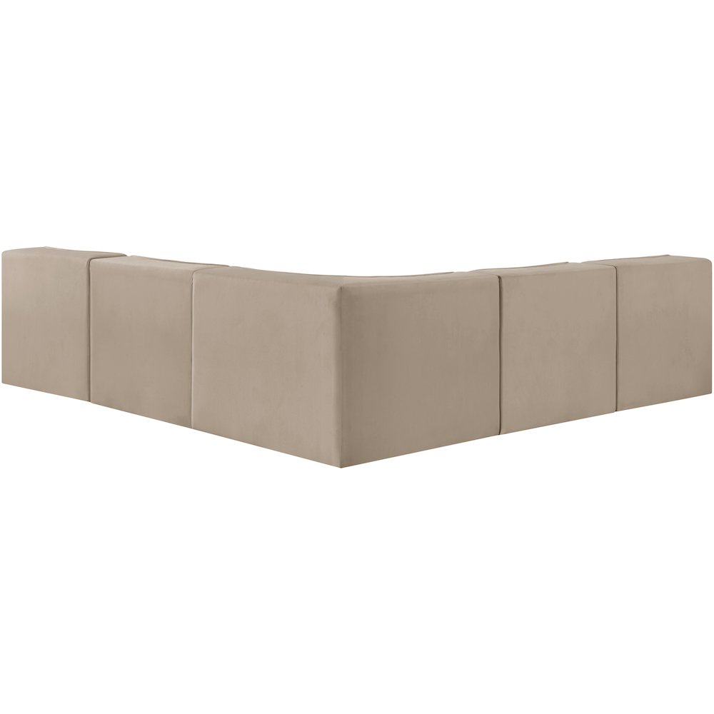 Rummi Beige Velvet Performance Fabric Upholstered 5pc. Modular Sectional