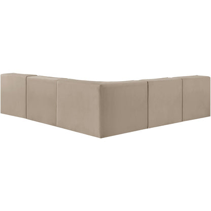 Rummi Beige Velvet Performance Fabric Upholstered 5pc. Modular Sectional