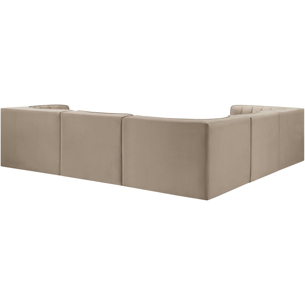 Rummi Beige Velvet Performance Fabric Upholstered 5pc. Modular Sectional