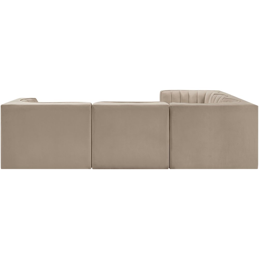 Rummi Beige Velvet Performance Fabric Upholstered 5pc. Modular Sectional