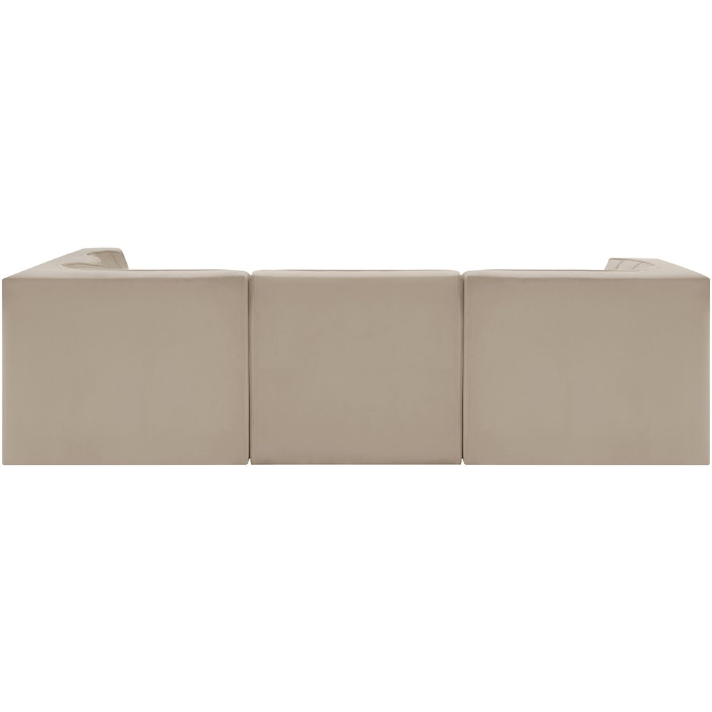 Rummi Beige Velvet Performance Fabric Upholstered 5pc. Modular Sectional
