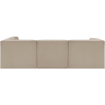 Rummi Beige Velvet Performance Fabric Upholstered 5pc. Modular Sectional
