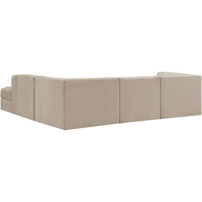 Rummi Beige Velvet Performance Fabric Upholstered 5pc. Modular Sectional