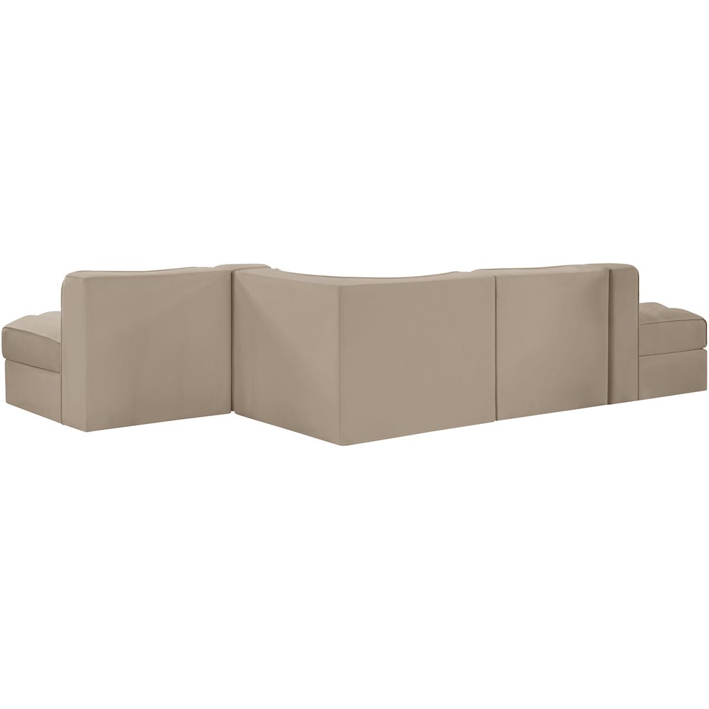 Rummi Beige Velvet Performance Fabric Upholstered 5pc. Modular Sectional