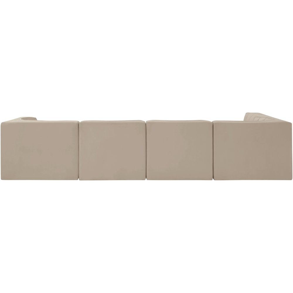 Rummi Beige Velvet Performance Fabric Upholstered 5pc. Modular Sectional