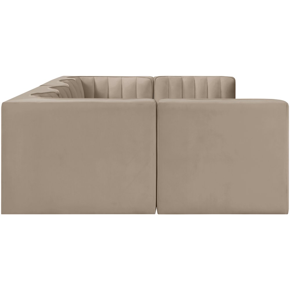 Rummi Beige Velvet Performance Fabric Upholstered 6pc. Modular Sectional