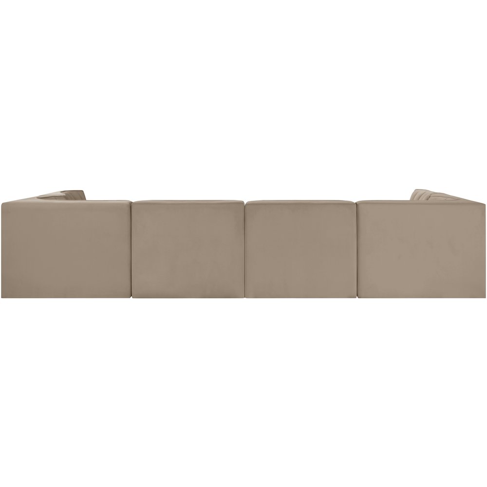 Rummi Beige Velvet Performance Fabric Upholstered 6pc. Modular Sectional