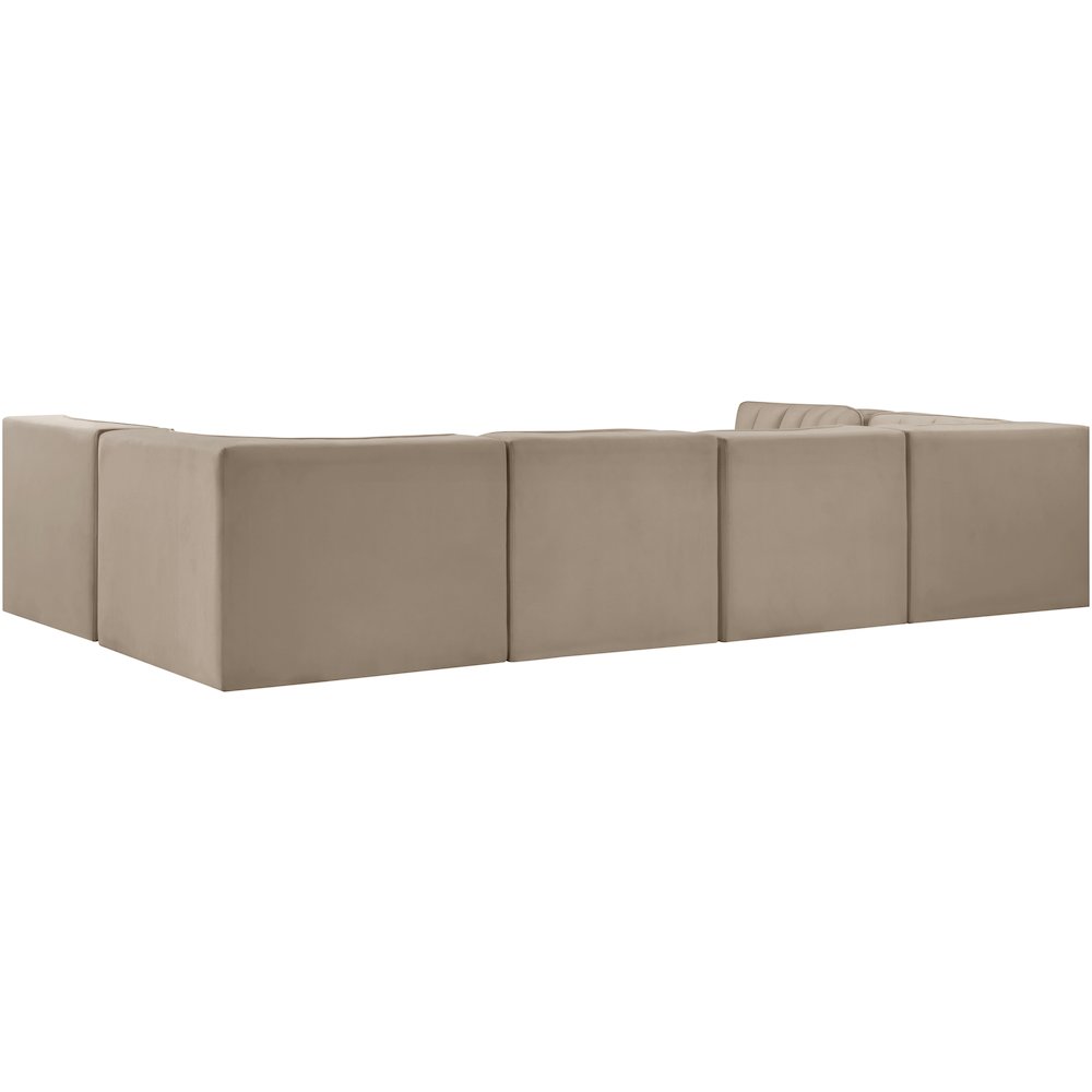 Rummi Beige Velvet Performance Fabric Upholstered 6pc. Modular Sectional