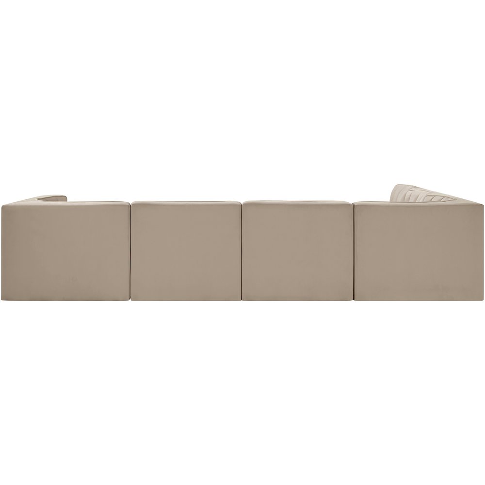 Rummi Beige Velvet Performance Fabric Upholstered 6pc. Modular Sectional