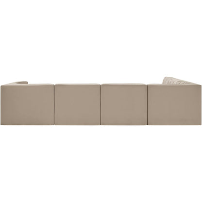 Rummi Beige Velvet Performance Fabric Upholstered 6pc. Modular Sectional