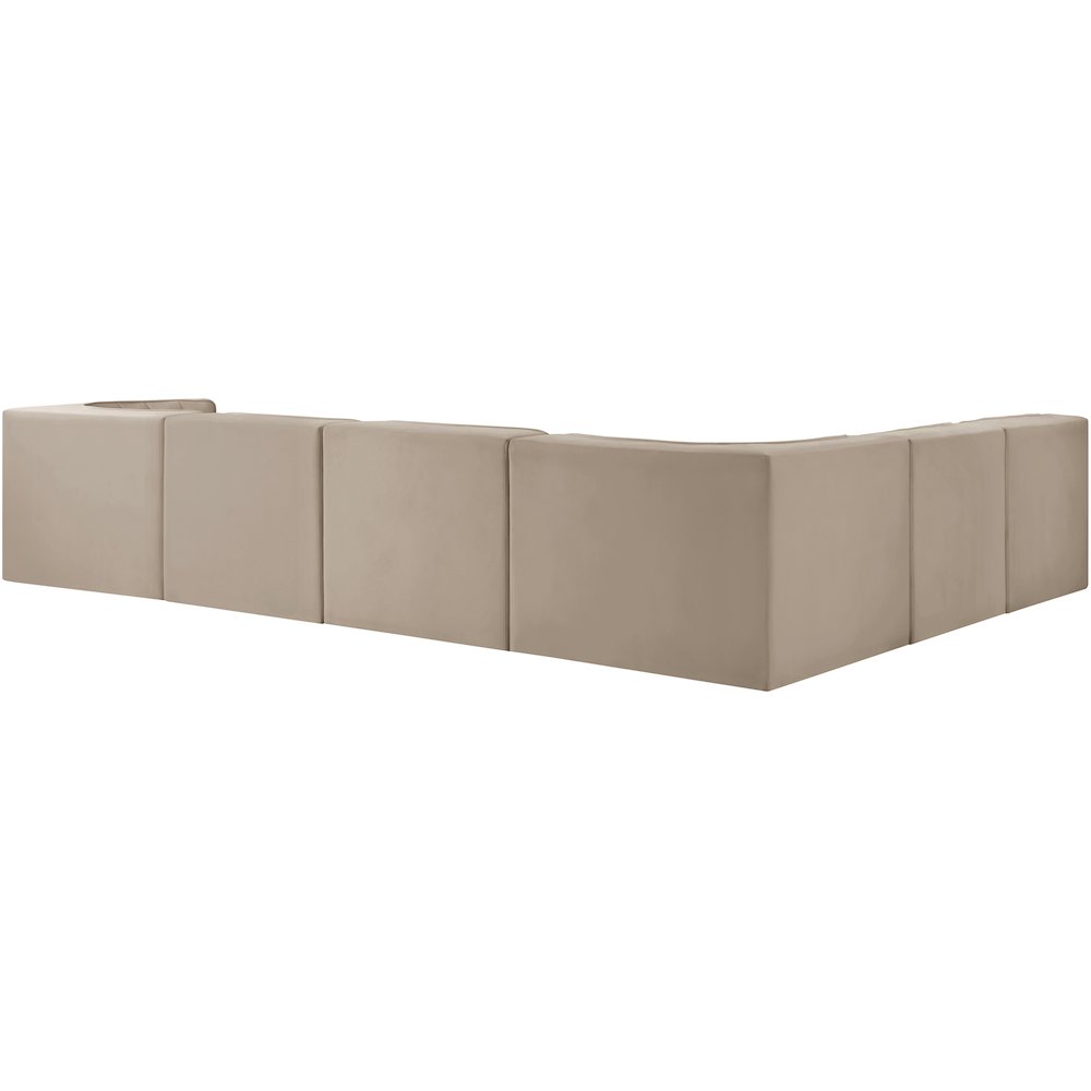 Rummi Beige Velvet Performance Fabric Upholstered 6pc. Modular Sectional