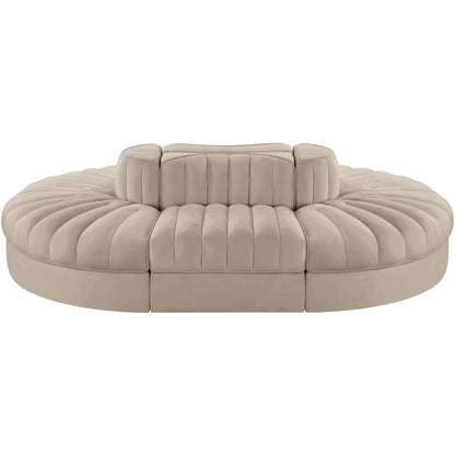 Rummi Beige Velvet Performance Fabric Upholstered 6pc. Modular Sectional