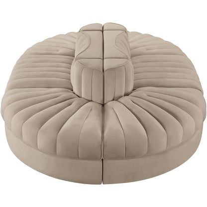 Rummi Beige Velvet Performance Fabric Upholstered 6pc. Modular Sectional