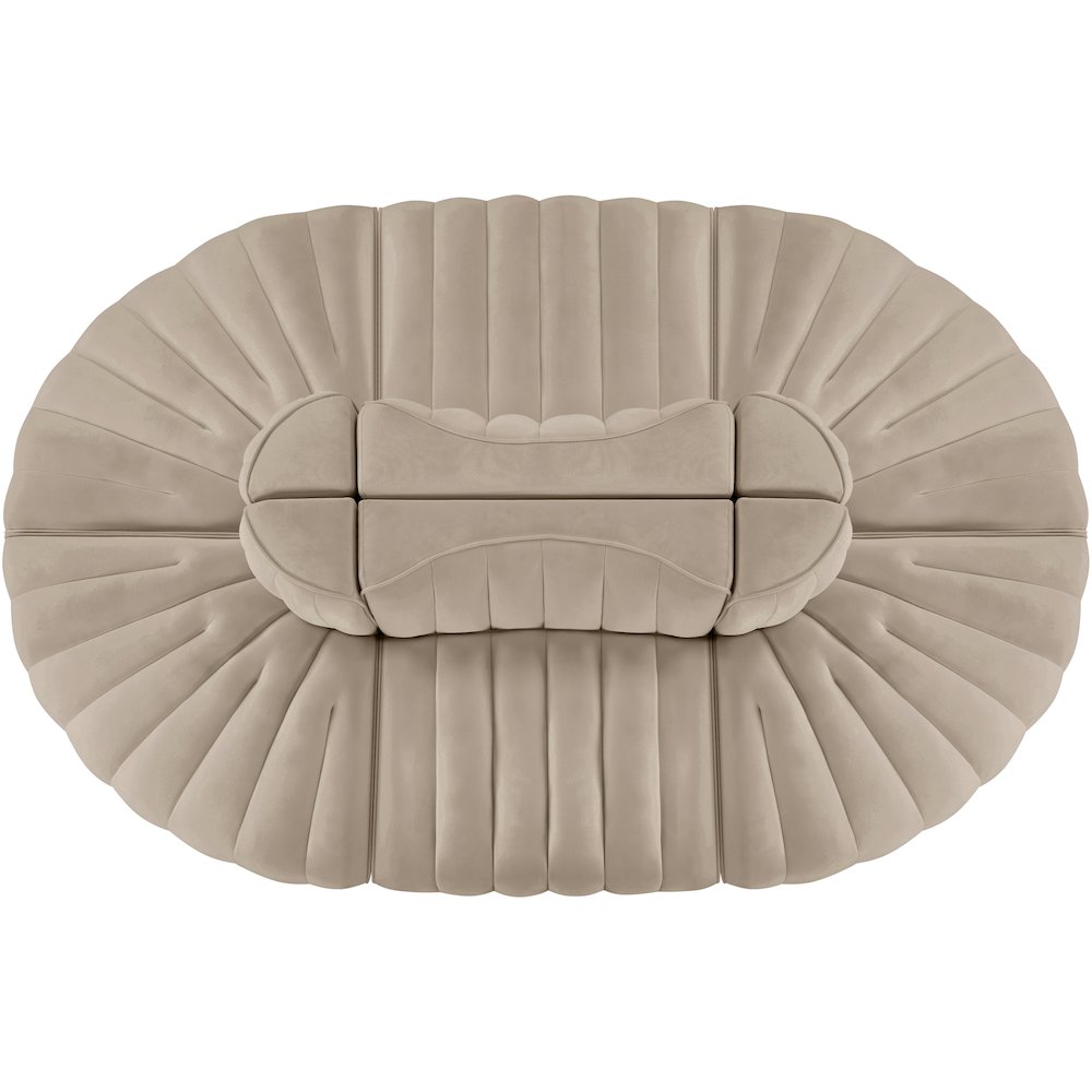 Rummi Beige Velvet Performance Fabric Upholstered 6pc. Modular Sectional