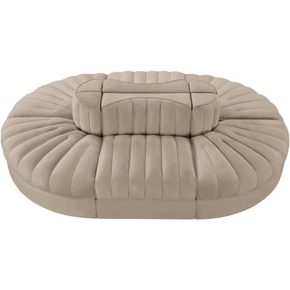 Rummi Beige Velvet Performance Fabric Upholstered 6pc. Modular Sectional