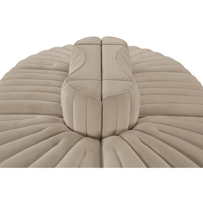 Rummi Beige Velvet Performance Fabric Upholstered 6pc. Modular Sectional