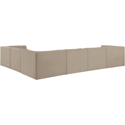 Rummi Beige Velvet Performance Fabric Upholstered 6pc. Modular Sectional
