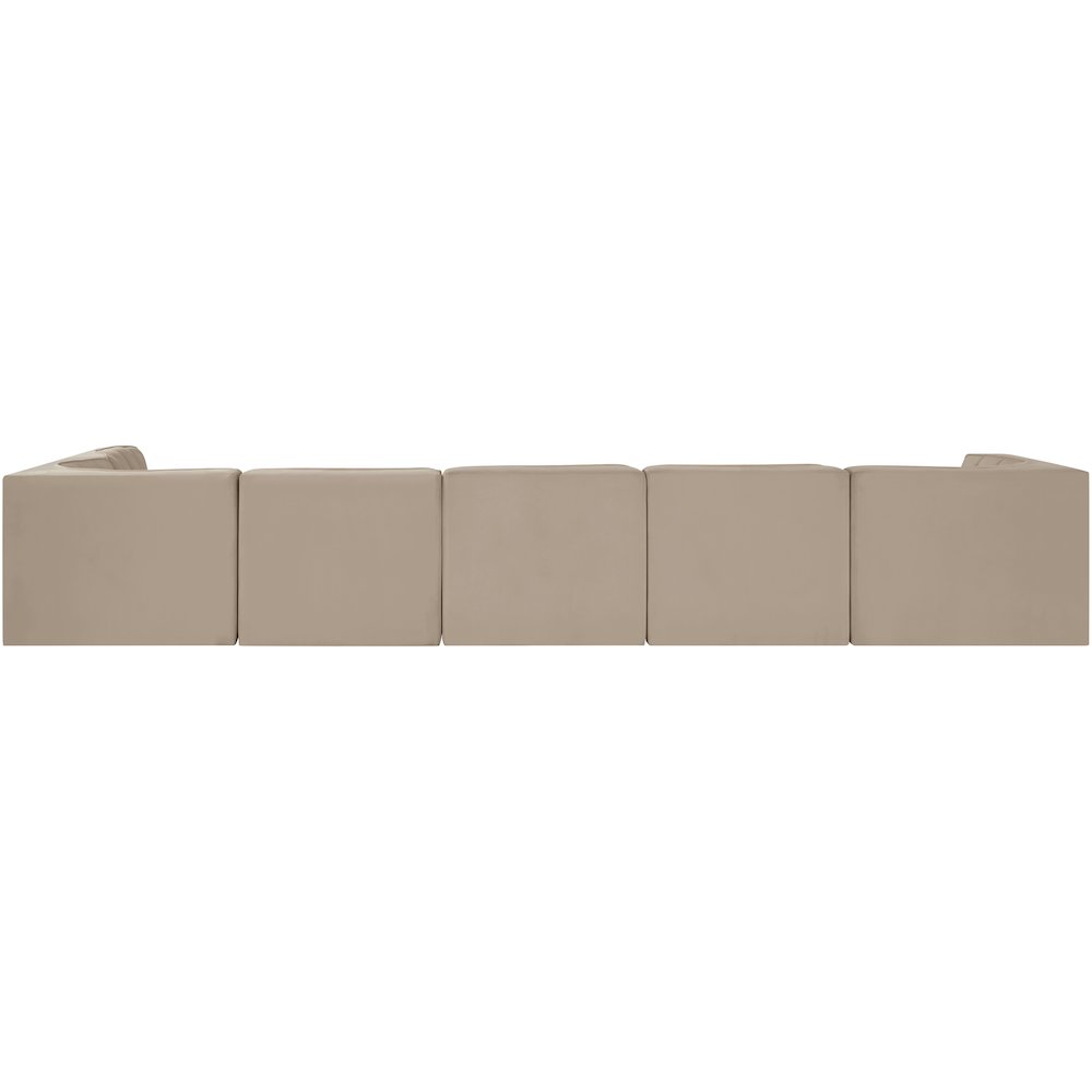 Rummi Beige Velvet Performance Fabric Upholstered 6pc. Modular Sectional