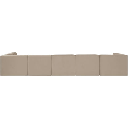 Rummi Beige Velvet Performance Fabric Upholstered 6pc. Modular Sectional