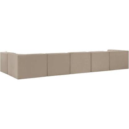 Rummi Beige Velvet Performance Fabric Upholstered 6pc. Modular Sectional