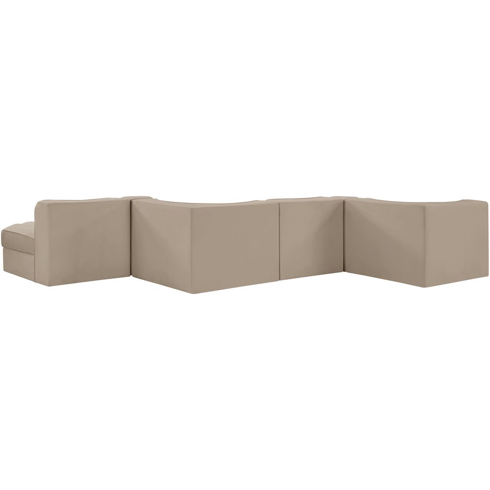 Rummi Beige Velvet Performance Fabric Upholstered 6pc. Modular Sectional