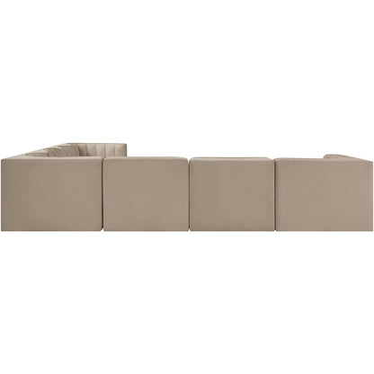 Rummi Beige Velvet Performance Fabric Upholstered 7pc. Modular Sectional