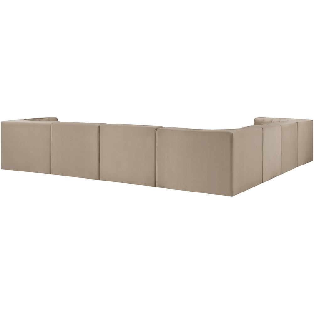 Rummi Beige Velvet Performance Fabric Upholstered 7pc. Modular Sectional