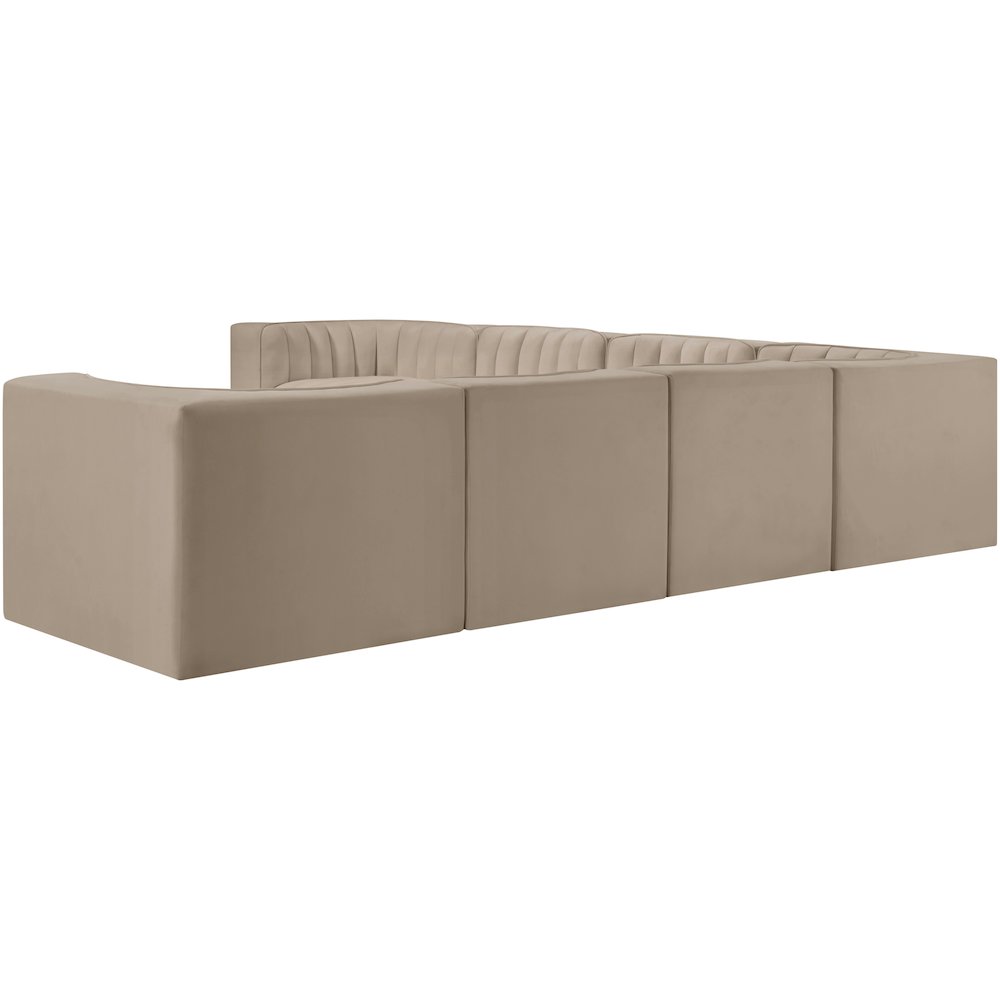 Rummi Beige Velvet Performance Fabric Upholstered 7pc. Modular Sectional