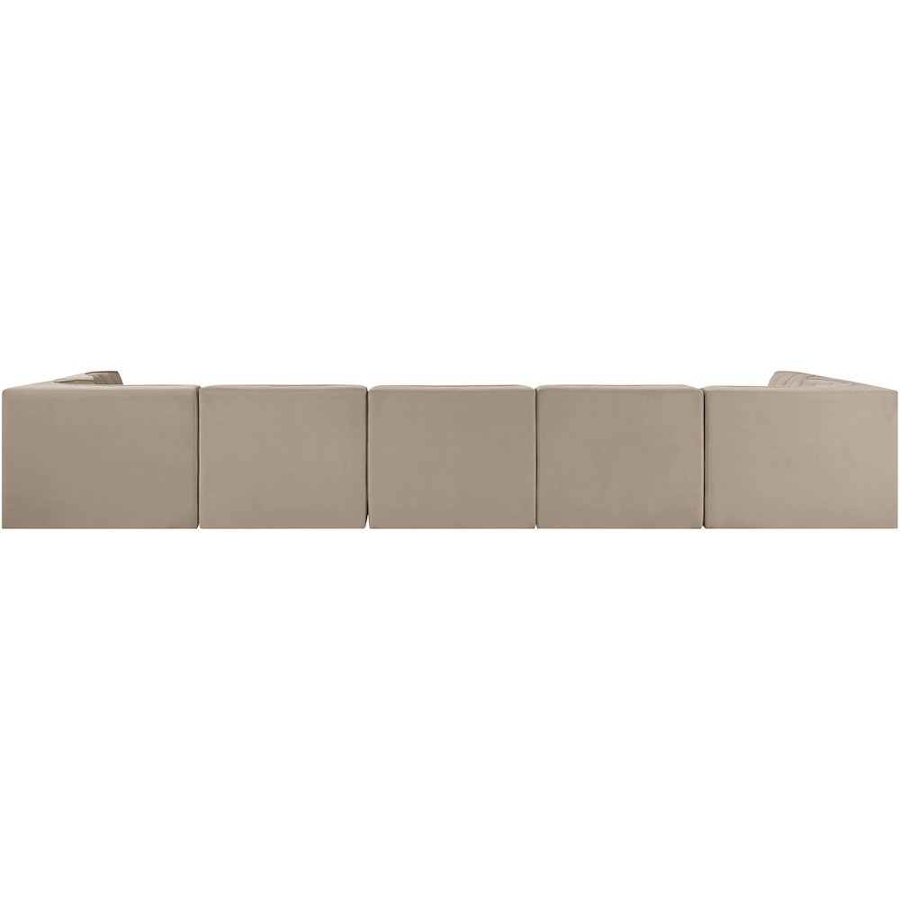 Rummi Beige Velvet Performance Fabric Upholstered 7pc. Modular Sectional