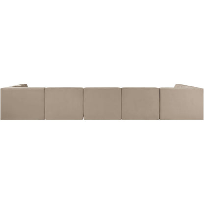 Rummi Beige Velvet Performance Fabric Upholstered 7pc. Modular Sectional