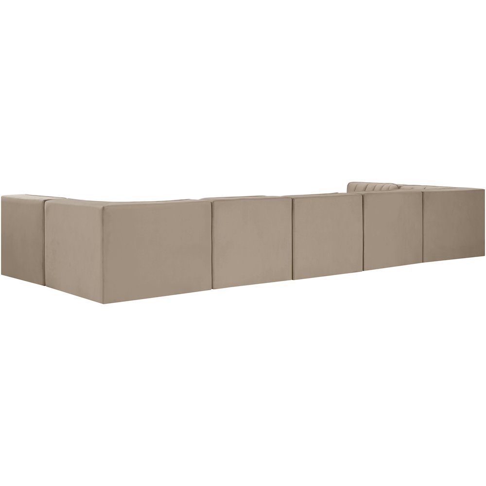 Rummi Beige Velvet Performance Fabric Upholstered 7pc. Modular Sectional