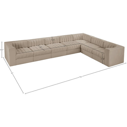 Rummi Beige Velvet Performance Fabric Upholstered 7pc. Modular Sectional