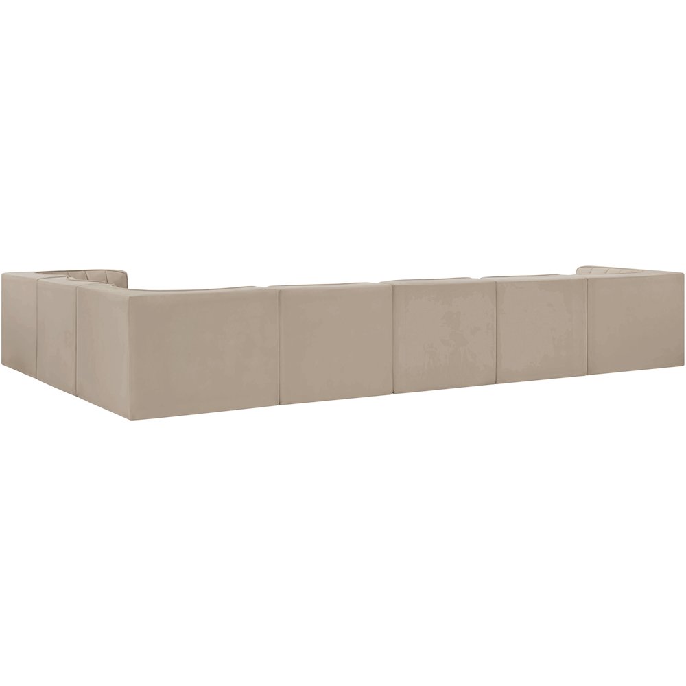 Rummi Beige Velvet Performance Fabric Upholstered 7pc. Modular Sectional