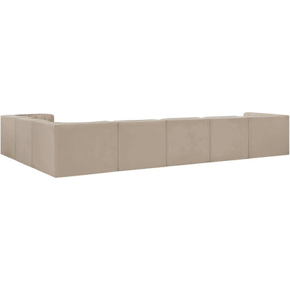 Rummi Beige Velvet Performance Fabric Upholstered 7pc. Modular Sectional