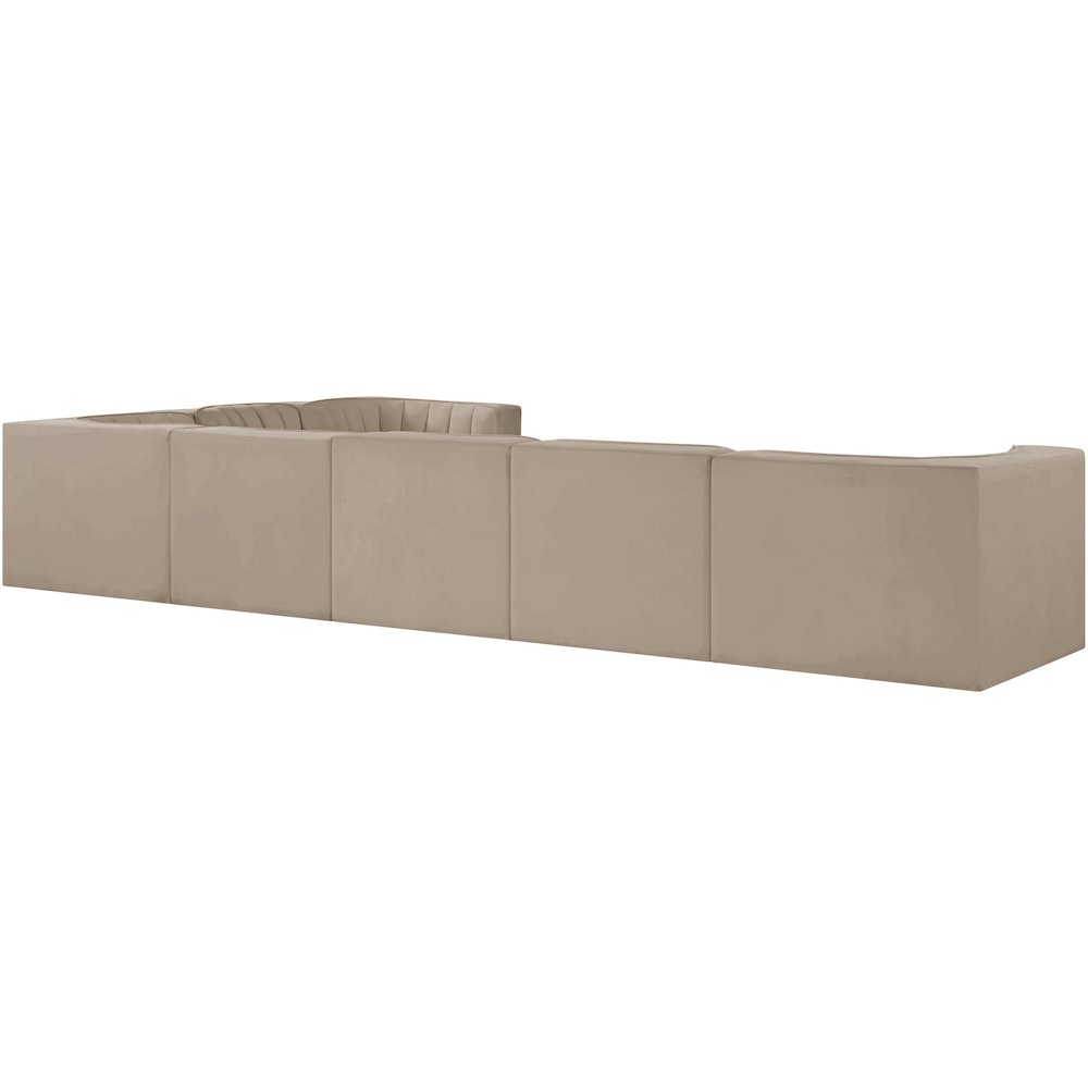 Rummi Beige Velvet Performance Fabric Upholstered 7pc. Modular Sectional
