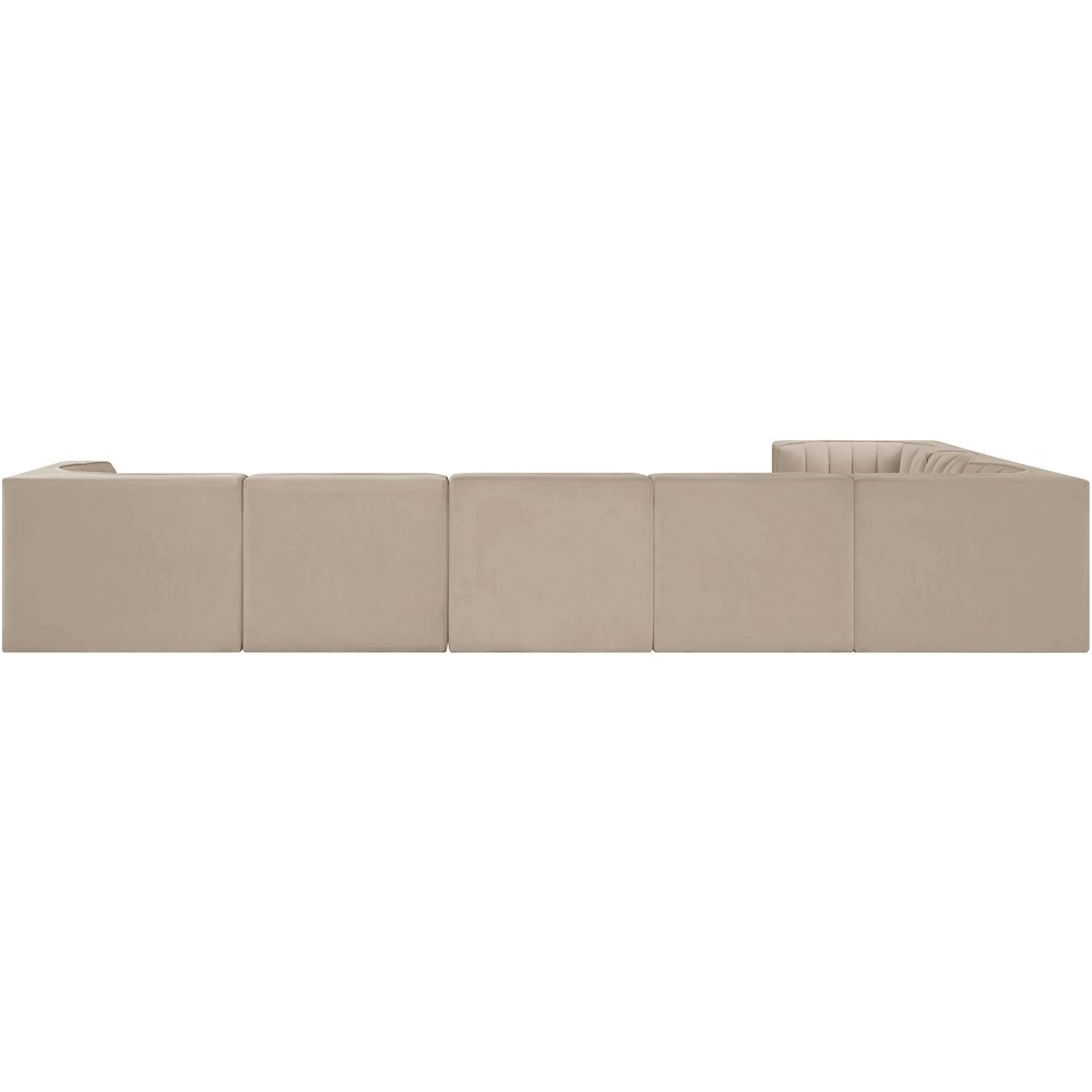 Rummi Beige Velvet Performance Fabric Upholstered 7pc. Modular Sectional