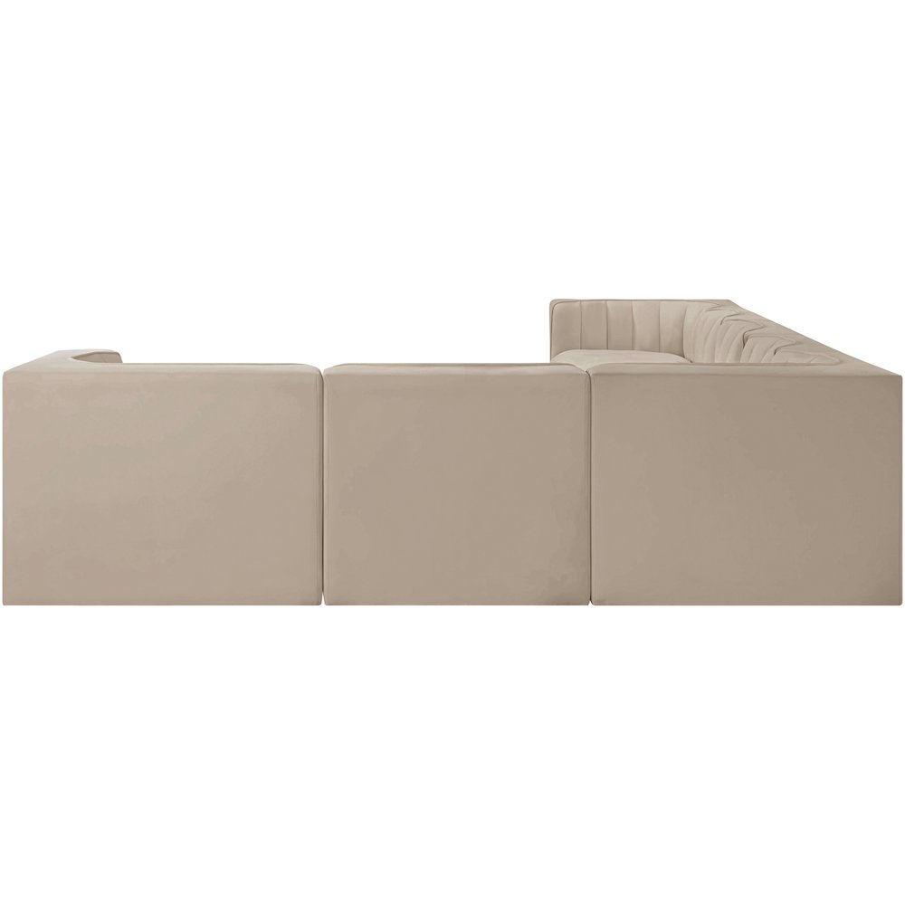 Rummi Beige Velvet Performance Fabric Upholstered 7pc. Modular Sectional