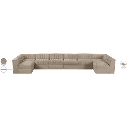 Rummi Beige Velvet Performance Fabric Upholstered 8pc. Modular Sectional
