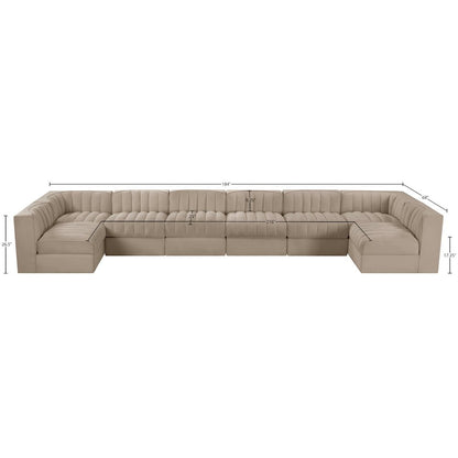Rummi Beige Velvet Performance Fabric Upholstered 8pc. Modular Sectional