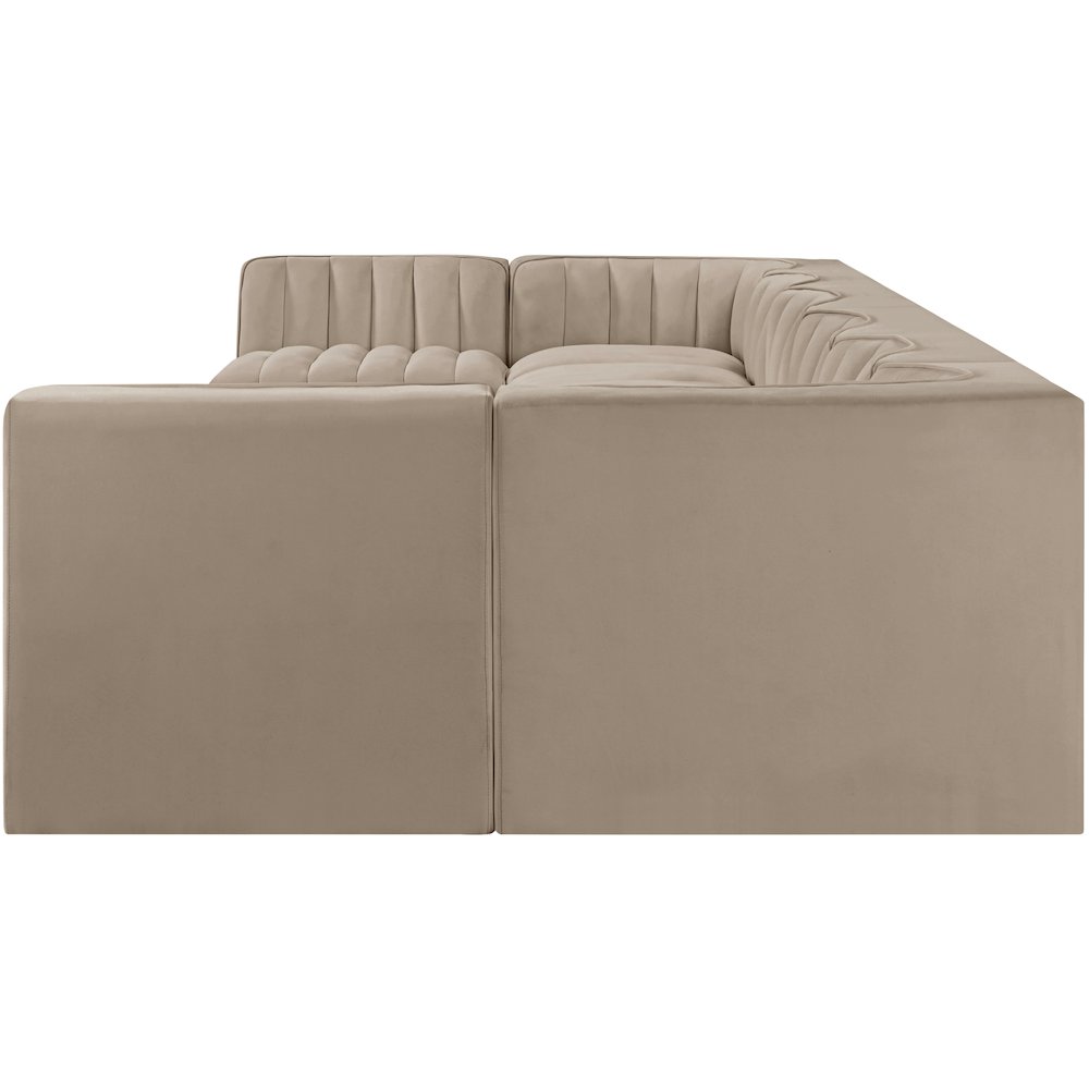 Rummi Beige Velvet Performance Fabric Upholstered 8pc. Modular Sectional