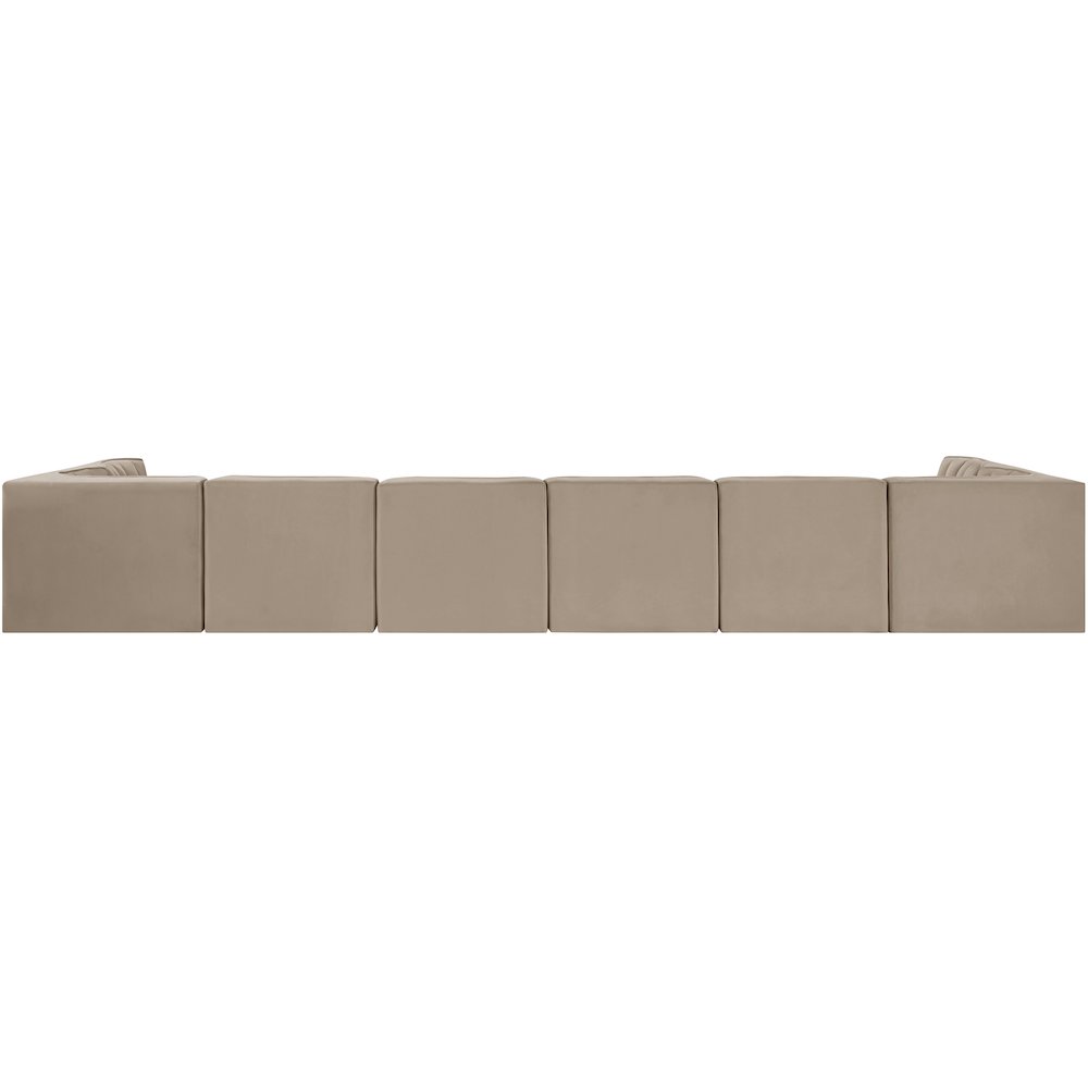 Rummi Beige Velvet Performance Fabric Upholstered 8pc. Modular Sectional