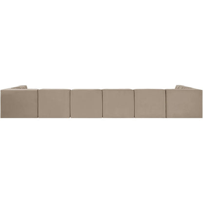 Rummi Beige Velvet Performance Fabric Upholstered 8pc. Modular Sectional